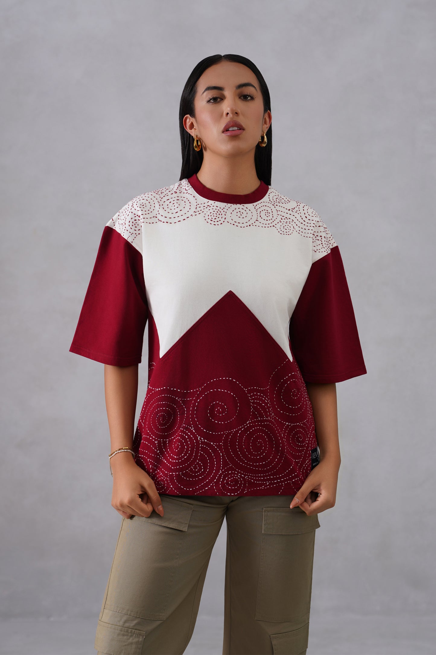 Thread Affair (maroon and white tshirt)
