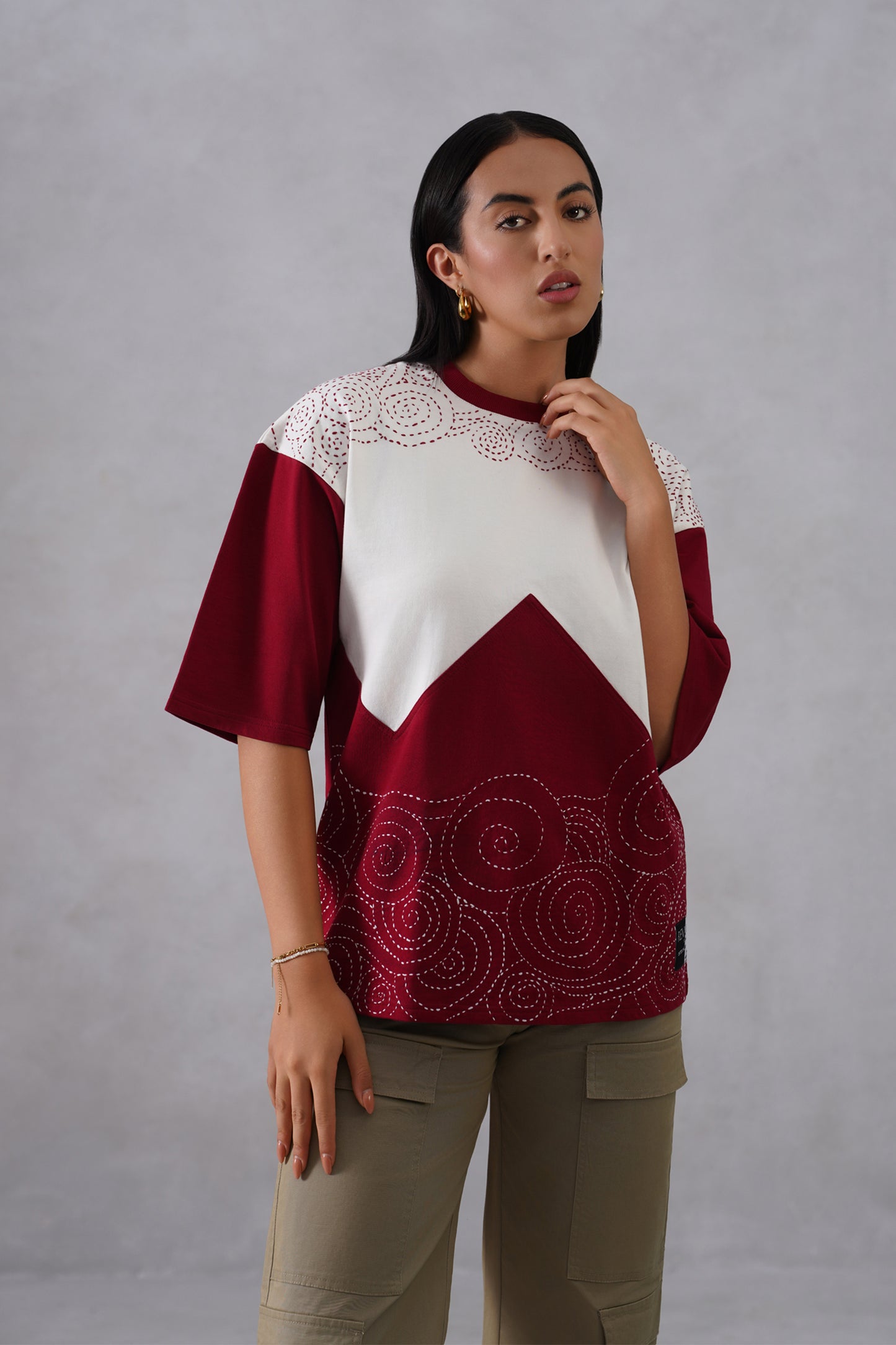 Thread Affair (maroon and white tshirt)
