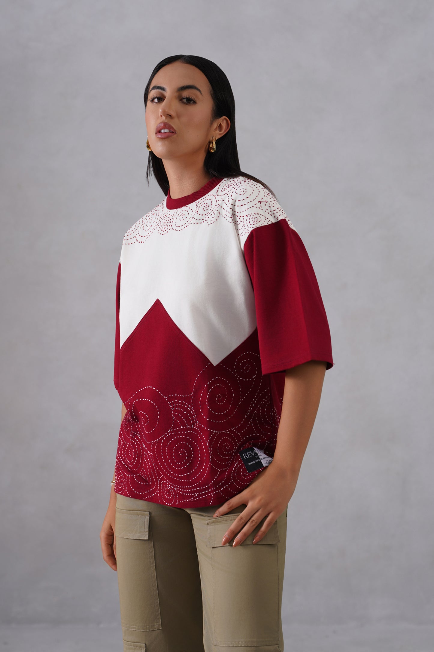 Thread Affair (maroon and white tshirt)