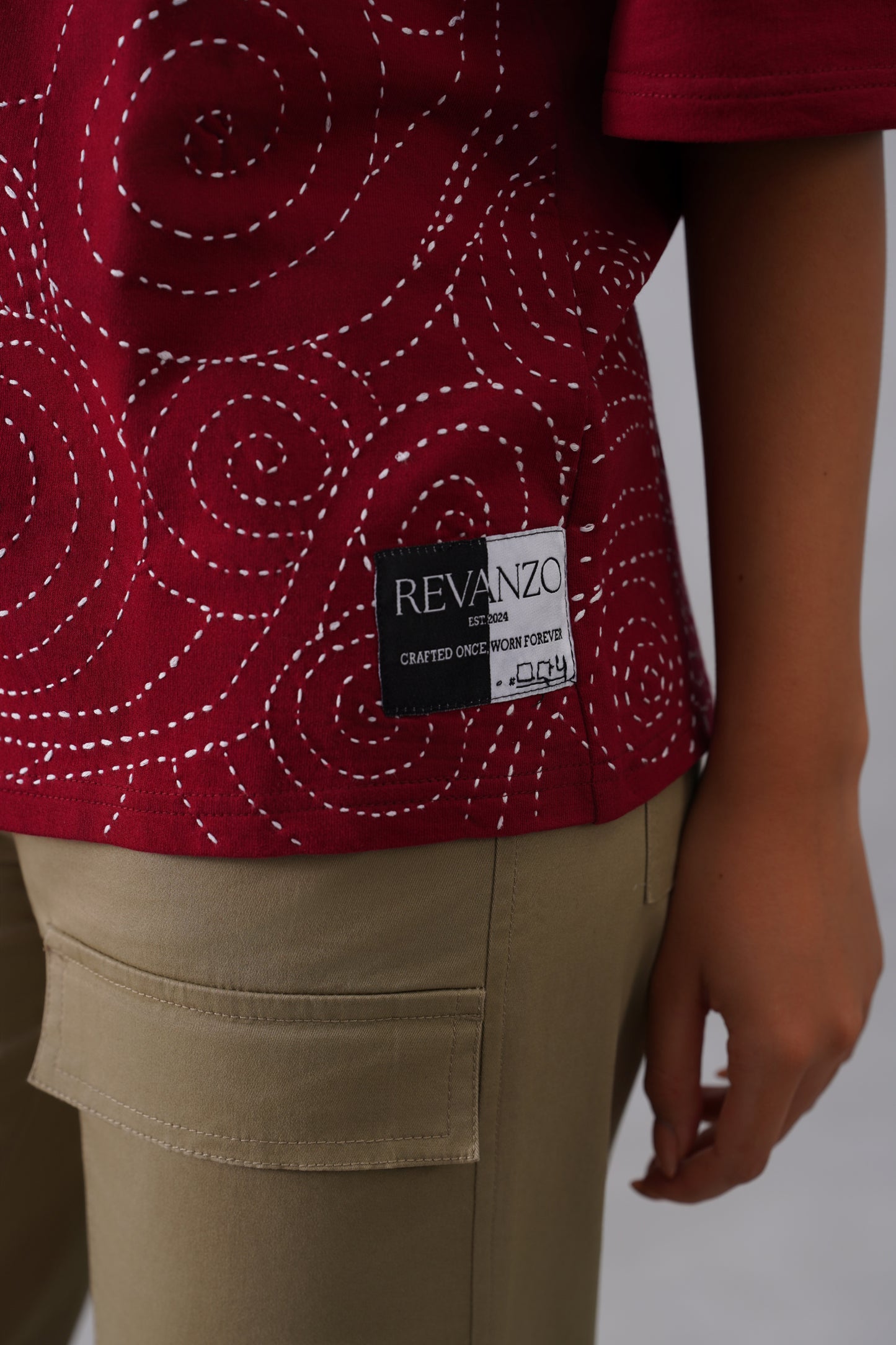 Thread Affair (maroon and white tshirt)