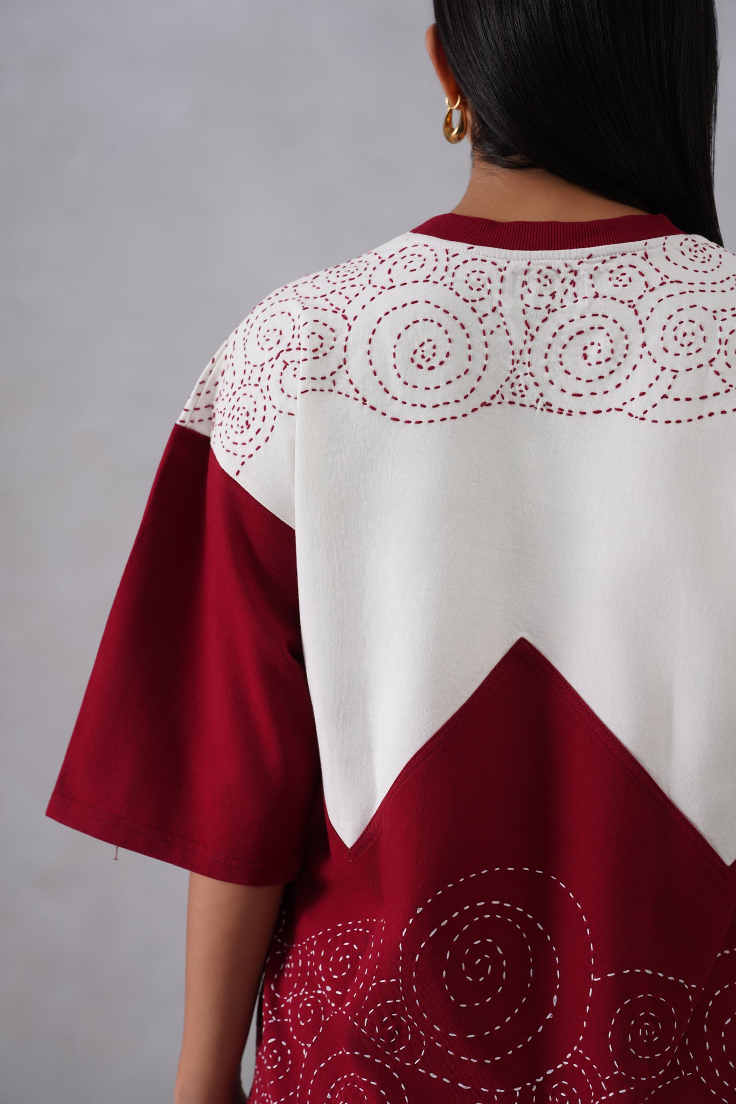 Thread Affair (maroon and white tshirt)