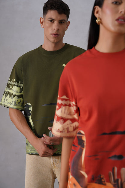 Mirage in Green | Mirage in Orange (Camel orange,olive green)
