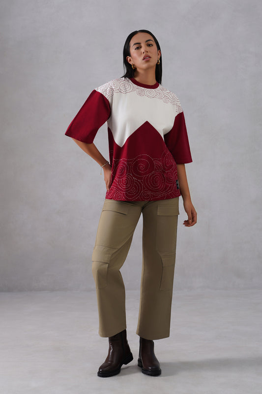 Thread Affair (maroon and white tshirt)