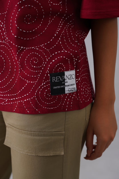 Thread Affair (maroon and white tshirt)