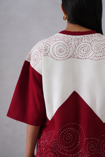 Thread Affair (maroon and white tshirt)